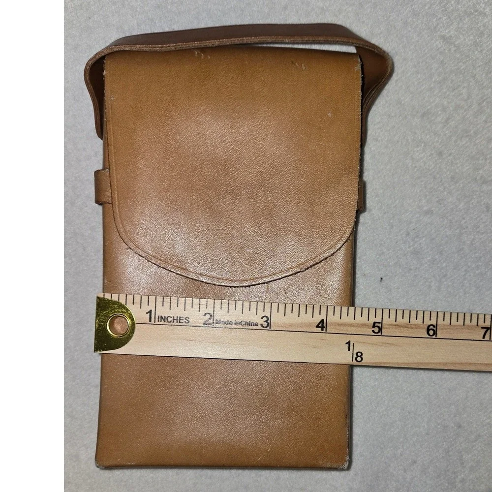 Vintage Polaroid Tan Leather Camera Carrying Case Pouch with Strap Logo Embossed